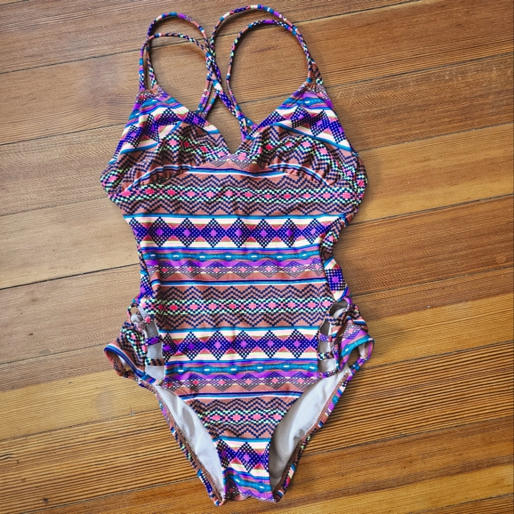 NWOT Colorful Azteck One Piece Swimsuit XS